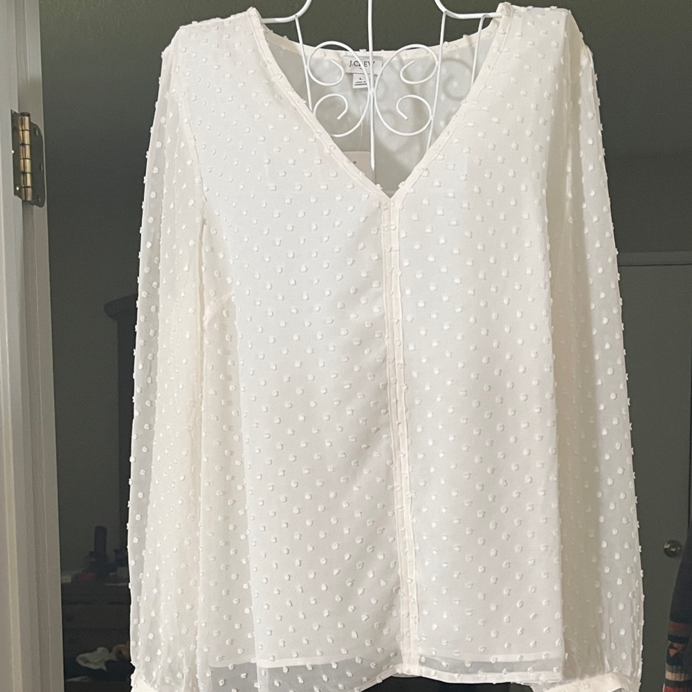 J. Crew White Textured Blouse